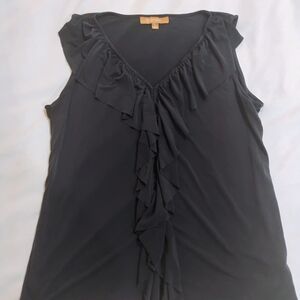 Ellen Tracy Black Ruffled Tank Top